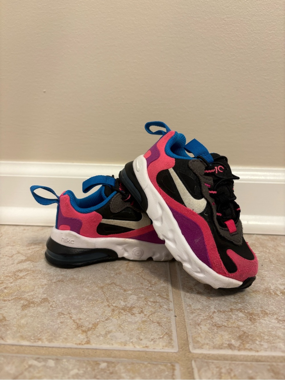 Nike Kids Pink, Blue & Black Running Sneakers